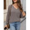 imageANRABESS Lace Long Sleeve Tops for Women 2025 Fall Business Casual V Neck Shirts Work Office Trendy Blouses Fashion OutfitsCool Ash Brown