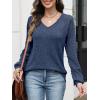 imageANRABESS Lace Long Sleeve Tops for Women 2025 Fall Business Casual V Neck Shirts Work Office Trendy Blouses Fashion OutfitsDark Blue