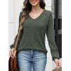 imageANRABESS Lace Long Sleeve Tops for Women 2025 Fall Business Casual V Neck Shirts Work Office Trendy Blouses Fashion OutfitsDeep Green