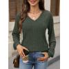 imageANRABESS Lace Long Sleeve Tops for Women 2025 Fall Business Casual V Neck Shirts Work Office Trendy Blouses Fashion OutfitsDeep Green