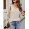 imageANRABESS Lace Long Sleeve Tops for Women 2025 Fall Business Casual V Neck Shirts Work Office Trendy Blouses Fashion OutfitsLight Khaki
