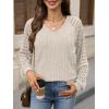imageANRABESS Lace Long Sleeve Tops for Women 2025 Fall Business Casual V Neck Shirts Work Office Trendy Blouses Fashion OutfitsLight Khaki