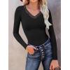 imageANRABESS Long Sleeve Shirts for Women Lace V Neck Rib Knit Slim Fit Basic Tee Tops 2025 Casual TShirt Going Out Fall OutfitsBlack