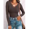 imageANRABESS Long Sleeve Shirts for Women Lace V Neck Rib Knit Slim Fit Basic Tee Tops 2025 Casual TShirt Going Out Fall OutfitsCoffee