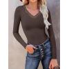imageANRABESS Long Sleeve Shirts for Women Lace V Neck Rib Knit Slim Fit Basic Tee Tops 2025 Casual TShirt Going Out Fall OutfitsCoffee