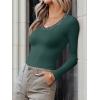 imageANRABESS Long Sleeve Shirts for Women Lace V Neck Rib Knit Slim Fit Basic Tee Tops 2025 Casual TShirt Going Out Fall OutfitsDeep Green