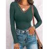 imageANRABESS Long Sleeve Shirts for Women Lace V Neck Rib Knit Slim Fit Basic Tee Tops 2025 Casual TShirt Going Out Fall OutfitsDeep Green
