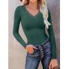 imageANRABESS Long Sleeve Shirts for Women Lace V Neck Rib Knit Slim Fit Basic Tee Tops 2025 Casual TShirt Going Out Fall OutfitsDeep Green