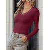imageANRABESS Long Sleeve Shirts for Women Lace V Neck Rib Knit Slim Fit Basic Tee Tops 2025 Casual TShirt Going Out Fall OutfitsWind Red