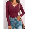imageANRABESS Long Sleeve Shirts for Women Lace V Neck Rib Knit Slim Fit Basic Tee Tops 2025 Casual TShirt Going Out Fall OutfitsWind Red