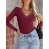imageANRABESS Long Sleeve Shirts for Women Lace V Neck Rib Knit Slim Fit Basic Tee Tops 2025 Casual TShirt Going Out Fall OutfitsWind Red