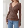 imageANRABESS Long Sleeve Shirts for Women Sexy Sweater V Neck Ribbed Knit Slim Fit Wrap Top 2025 Fall Casual Fashion ClothesBrown