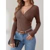 imageANRABESS Long Sleeve Shirts for Women Sexy Sweater V Neck Ribbed Knit Slim Fit Wrap Top 2025 Fall Casual Fashion ClothesBrown