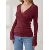 imageANRABESS Long Sleeve Shirts for Women Sexy Sweater V Neck Ribbed Knit Slim Fit Wrap Top 2025 Fall Casual Fashion ClothesBurgundy