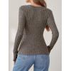 imageANRABESS Long Sleeve Shirts for Women Sexy Sweater V Neck Ribbed Knit Slim Fit Wrap Top 2025 Fall Casual Fashion ClothesCool Ash Brown