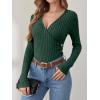 imageANRABESS Long Sleeve Shirts for Women Sexy Sweater V Neck Ribbed Knit Slim Fit Wrap Top 2025 Fall Casual Fashion ClothesGreen