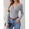 imageANRABESS Long Sleeve Shirts for Women Sexy Sweater V Neck Ribbed Knit Slim Fit Wrap Top 2025 Fall Casual Fashion ClothesGrey