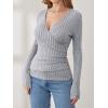 imageANRABESS Long Sleeve Shirts for Women Sexy Sweater V Neck Ribbed Knit Slim Fit Wrap Top 2025 Fall Casual Fashion ClothesGrey