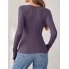 imageANRABESS Long Sleeve Shirts for Women Sexy Sweater V Neck Ribbed Knit Slim Fit Wrap Top 2025 Fall Casual Fashion ClothesPurple