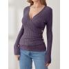 imageANRABESS Long Sleeve Shirts for Women Sexy Sweater V Neck Ribbed Knit Slim Fit Wrap Top 2025 Fall Casual Fashion ClothesPurple