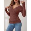 imageANRABESS Long Sleeve Shirts for Women Sexy Sweater V Neck Ribbed Knit Slim Fit Wrap Top 2025 Fall Casual Fashion ClothesRust Orange