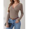 imageANRABESS Long Sleeve Shirts for Women Sexy Sweater V Neck Ribbed Knit Slim Fit Wrap Top 2025 Fall Casual Fashion ClothesTan