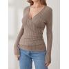 imageANRABESS Long Sleeve Shirts for Women Sexy Sweater V Neck Ribbed Knit Slim Fit Wrap Top 2025 Fall Casual Fashion ClothesTan