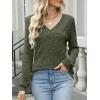 imageANRABESS Long Sleeve Shirts for Women V Neck Tunic Tops Business Casual Loose Fall Lightweight Sweaters Fashion Clothes 2025Deep Green