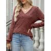 imageANRABESS Long Sleeve Shirts for Women V Neck Tunic Tops Business Casual Loose Fall Lightweight Sweaters Fashion Clothes 2025Rust