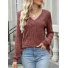 imageANRABESS Long Sleeve Shirts for Women V Neck Tunic Tops Business Casual Loose Fall Lightweight Sweaters Fashion Clothes 2025Rust
