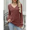 imageANRABESS Long Sleeve Shirts for Women V Neck Tunic Tops Business Casual Loose Fall Lightweight Sweaters Fashion Clothes 2025Rust