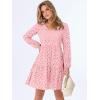 imageANRABESS Long Sleeve V Neck Dresses for Women Eyelet Hollow Out Business Casual Tiered 2025 Fall Mini Dress with PocketsPink