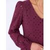 imageANRABESS Long Sleeve V Neck Dresses for Women Eyelet Hollow Out Business Casual Tiered 2025 Fall Mini Dress with PocketsWine Red