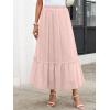 imageANRABESS Maxi Skirts for Women Tulle Long Tiered Elastic High Waisted A Line Flowy Dressy Casual Skirt 2025 Fall TrendyLight Pink