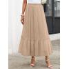 imageANRABESS Maxi Skirts for Women Tulle Long Tiered Elastic High Waisted A Line Flowy Dressy Casual Skirt 2025 Fall TrendyLight Tan