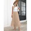 imageANRABESS Maxi Skirts for Women Tulle Long Tiered Elastic High Waisted A Line Flowy Dressy Casual Skirt 2025 Fall TrendyLight Tan