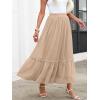 imageANRABESS Maxi Skirts for Women Tulle Long Tiered Elastic High Waisted A Line Flowy Dressy Casual Skirt 2025 Fall TrendyLight Tan