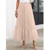 imageANRABESS Maxi Skirts for Women Tulle Long Tiered Elastic High Waisted A Line Flowy Dressy Casual Skirt 2025 Fall TrendyParchment