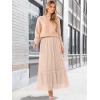 imageANRABESS Maxi Skirts for Women Tulle Long Tiered Elastic High Waisted A Line Flowy Dressy Casual Skirt 2025 Fall TrendyParchment