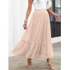 imageANRABESS Maxi Skirts for Women Tulle Long Tiered Elastic High Waisted A Line Flowy Dressy Casual Skirt 2025 Fall TrendyParchment