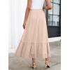 imageANRABESS Maxi Skirts for Women Tulle Long Tiered Elastic High Waisted A Line Flowy Dressy Casual Skirt 2025 Fall TrendyParchment