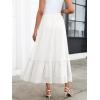imageANRABESS Maxi Skirts for Women Tulle Long Tiered Elastic High Waisted A Line Flowy Dressy Casual Skirt 2025 Fall TrendyWhite