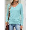 imageANRABESS Shirts for Women Long Sleeve V Neck Tops Dressy Business Casual Side Ruched TShirts 2025 Fall Tee Blouses OutfitsAuqa