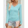 imageANRABESS Shirts for Women Long Sleeve V Neck Tops Dressy Business Casual Side Ruched TShirts 2025 Fall Tee Blouses OutfitsAuqa