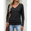 imageANRABESS Shirts for Women Long Sleeve V Neck Tops Dressy Business Casual Side Ruched TShirts 2025 Fall Tee Blouses OutfitsBlack