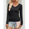 imageANRABESS Shirts for Women Long Sleeve V Neck Tops Dressy Business Casual Side Ruched TShirts 2025 Fall Tee Blouses OutfitsBlack