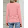 imageANRABESS Shirts for Women Long Sleeve V Neck Tops Dressy Business Casual Side Ruched TShirts 2025 Fall Tee Blouses OutfitsCoral