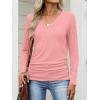 imageANRABESS Shirts for Women Long Sleeve V Neck Tops Dressy Business Casual Side Ruched TShirts 2025 Fall Tee Blouses OutfitsCoral