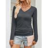 imageANRABESS Shirts for Women Long Sleeve V Neck Tops Dressy Business Casual Side Ruched TShirts 2025 Fall Tee Blouses OutfitsDark Grey