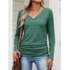 imageANRABESS Shirts for Women Long Sleeve V Neck Tops Dressy Business Casual Side Ruched TShirts 2025 Fall Tee Blouses OutfitsForest Green